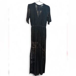 Black Socialite Lace Maxi Dress with Shorts